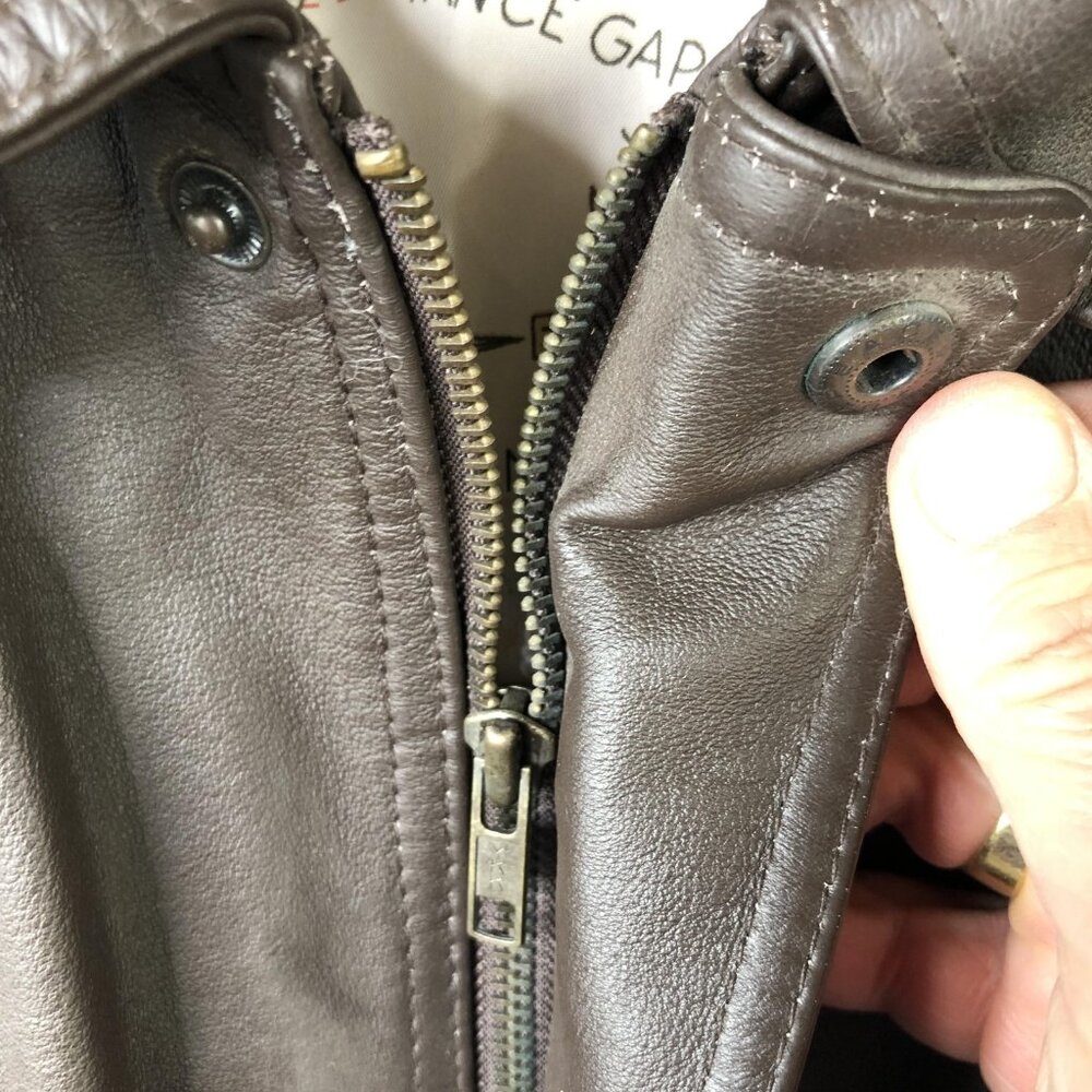 Handyman Club Of America Jacket Mens L Brown Leather Bomber Aviator Logo Retro - Picture 16 of 16